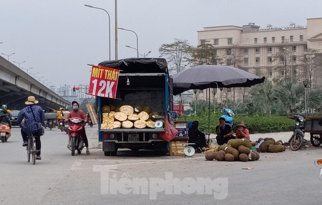 Nông sản xuất khẩu ách tắc, bày bán tràn ngập trên phố Hà Nội - Ảnh 1.