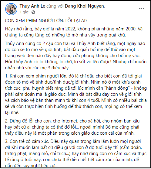 Dang Khoi's Wife Posts Status Line Regarding the Case of Xuan Bac Con's Wife Watching Adult Movies, Who's Fault?  - Photo 2.