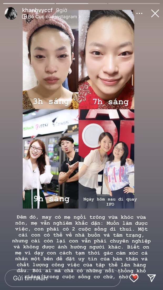 Khánh Vy tiết lộ quãng thời gian bất ổn đỉnh điểm: 3h sáng vừa khóc vừa nôn, 9h vẫn rạng rỡ đi làm vì lời dặn nghiêm khắc của mẹ - Ảnh 3. Khánh Vy tiết lộ quãng thời gian bất ổn đỉnh điểm: 3h sáng vừa khóc vừa nôn, 9h vẫn rạng rỡ đi làm vì lời dặn nghiêm khắc của mẹ - Ảnh 3.