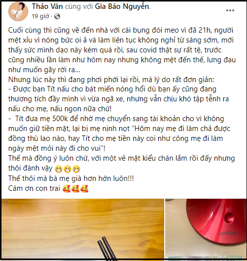 MC Thảo Vân khoe được cậu con trai dù đang thương tích đầy mình nhưng vẫn làm cho mẹ một điều khiến nhiều người ao ước - Ảnh 1.