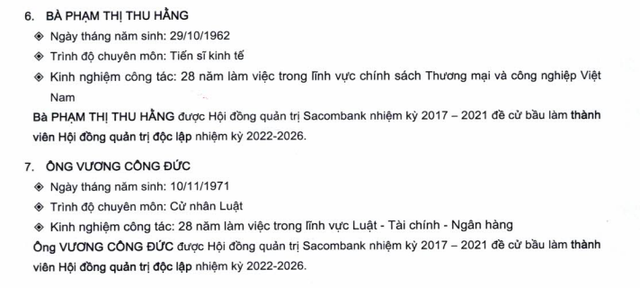 Lộ diện 2 người lạ được đề cử vào Hội đồng quản trị Sacombank nhiệm kỳ mới - Ảnh 1.