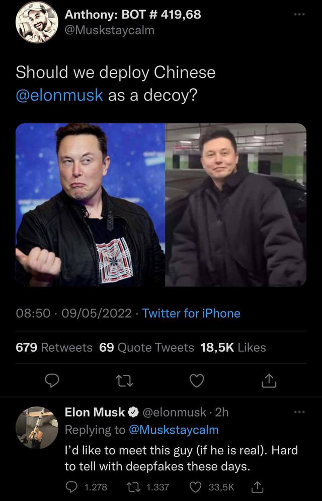 Elon Musk muốn gặp bản sao đến từ Trung Quốc để xem là hàng thật hay deepfake  - Ảnh 2.