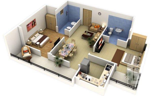 Cách bố trí khoa học cho 4 loại căn hộ 2 phòng ngủ điển hình - Ảnh 6. Cách bố trí khoa học cho 4 loại căn hộ 2 phòng ngủ điển hình - Ảnh 6.