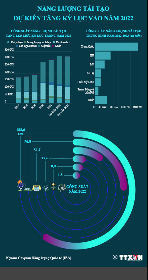  [INFOGRAPHIC] Năng lượng tái tạo dự kiến tăng kỷ lục vào năm 2022  - Ảnh 1.