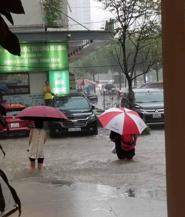 Đường biến thành sông, dân chung cư Hà Nội hò nhau bắt cá sau mưa lớn - Ảnh 7.