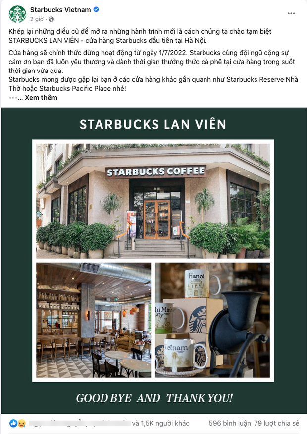 Nóng: Cửa hàng Starbucks đầu tiên tại Hà Nội sẽ đóng cửa từ ngày 1/7 sau 8 năm hoạt động - Ảnh 1.