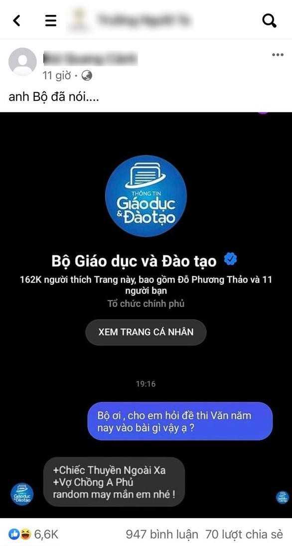 Trước tin đồn lộ đề thi môn Ngữ văn kỳ thi Tốt nghiệp THPT, đại diện Bộ GD&ĐT nói gì? - Ảnh 1. Trước tin đồn lộ đề thi môn Ngữ văn kỳ thi Tốt nghiệp THPT, đại diện Bộ GD&ĐT nói gì? - Ảnh 1.
