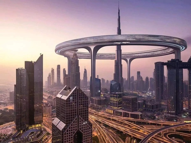 Dubai 'tham vọng' xây nhẫn tròn khổng lồ quanh tòa nhà cao nhất thế giới - Ảnh 1.
