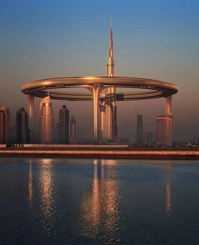 Dubai 'tham vọng' xây nhẫn tròn khổng lồ quanh tòa nhà cao nhất thế giới - Ảnh 2.