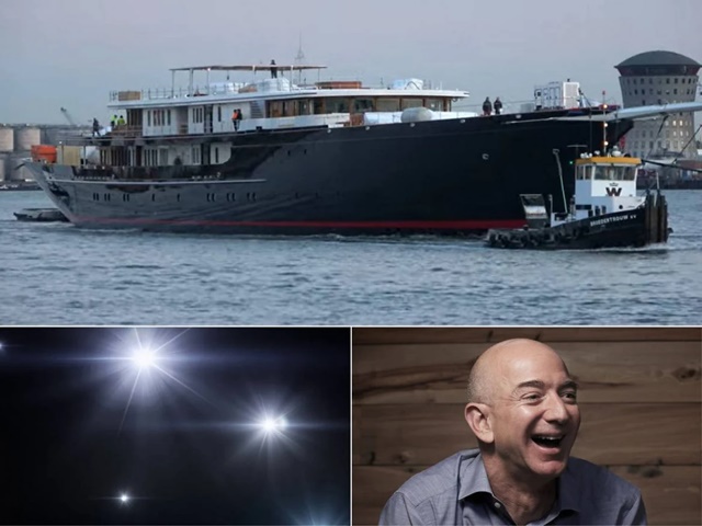 Nhân viên trên du thuyền 500 triệu USD của tỷ phú Jeff Bezos rọi đèn pin ngăn người ngoài chụp ảnh - Ảnh 1.