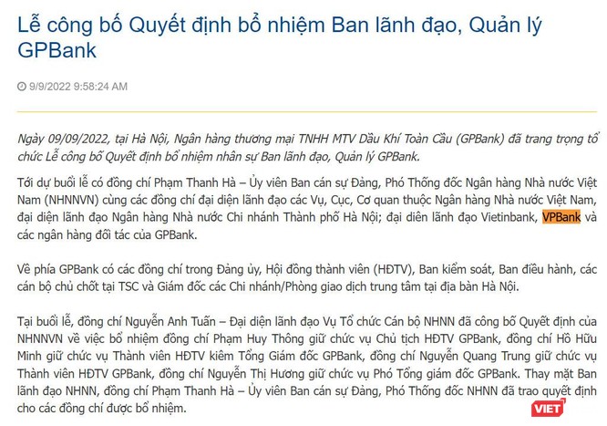 Ông Phạm Huy Thông làm Chủ tịch GPBank - Ảnh 2.