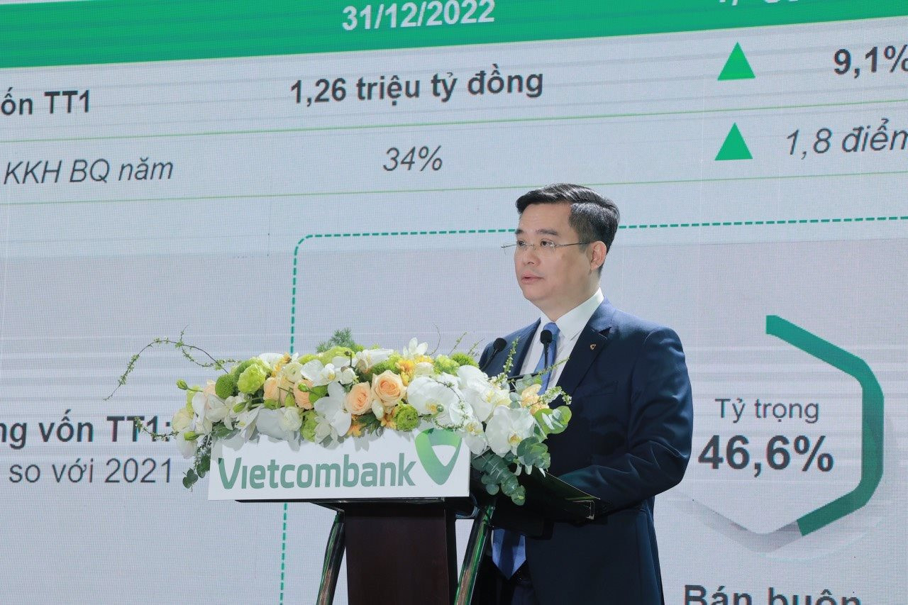 Năm 2022: Vietcombank đạt và vượt tất cả các chỉ tiêu kinh doanh, tỷ lệ dự phòng bao nợ xấu cao kỷ lục 465% - Ảnh 1.