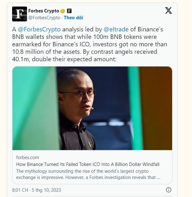 Binance lừa cả thế giới: Chỉ phân phối 10% token trong đợt ICO 2017, tài sản phần lớn do các founder và CEO CZ nắm giữ - Ảnh 2. Binance lừa cả thế giới: Chỉ phân phối 10% token trong đợt ICO 2017, tài sản phần lớn do các founder và CEO CZ nắm giữ - Ảnh 2.