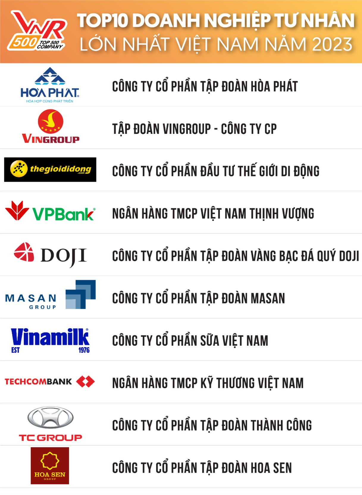 Hòa Phát vẫn đứng trên Vingroup, THACO 'bay' khỏi Top 10 DN tư nhân lớn nhất Việt Nam năm 2023 - Ảnh 2.