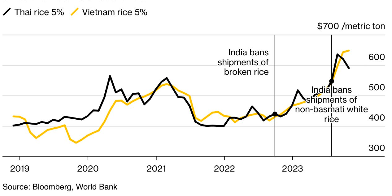 Ấn Độ sẽ kéo dài lệnh cấm xuất khẩu sang 2024, giá gạo toàn cầu dễ lại chao đảo - Ảnh 1.