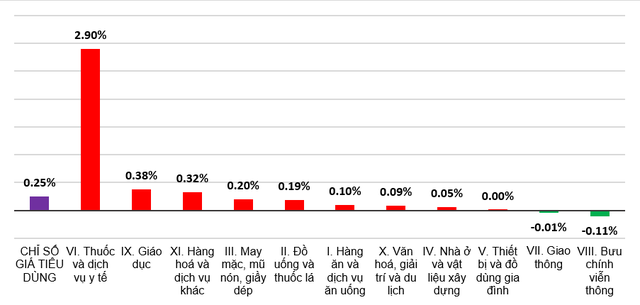 CPI tháng 11 tăng 3,45% chủ yếu do tăng giá thuốc và dịch vụ y tế - Ảnh 2.