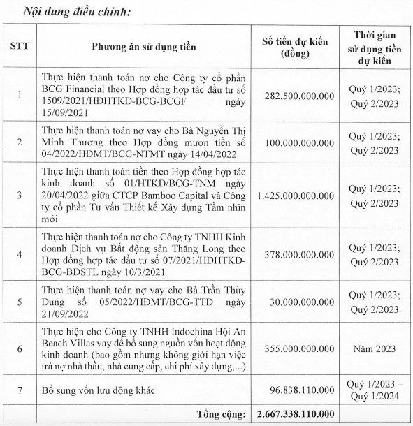 Bamboo Capital (BGC) lại chỉnh phương án sử dụng 2.667 tỷ đồng: Cắt hết khoản vốn rót thêm cho Bảo Hiểm AAA, dùng tiền cho công ty BĐS vay - Ảnh 2.