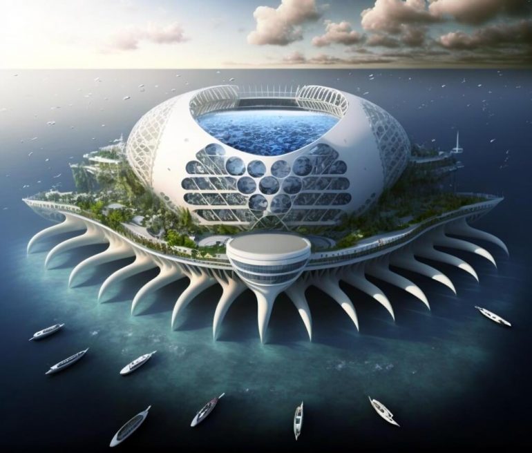 Công trình không tưởng có thể xuất hiện tại World Cup 2026: SVĐ nổi xây dựng bằng vật liệu tái chế, di chuyển hoàn toàn bằng năng lượng tái tạo - Ảnh 2.