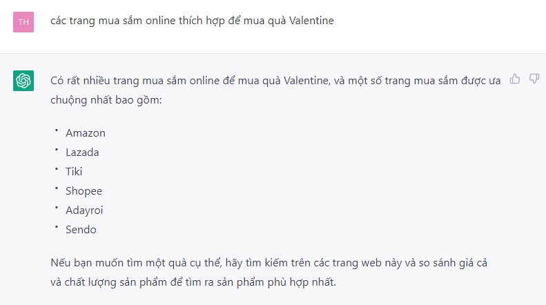 Khi Chat GPT gợi ý quà tặng Valentine: Giới thiệu đủ thứ nhưng đến khi hỏi địa chỉ mua thì… lại chịu - Ảnh 7. Khi Chat GPT gợi ý quà tặng Valentine: Giới thiệu đủ thứ nhưng đến khi hỏi địa chỉ mua thì… lại chịu - Ảnh 7.