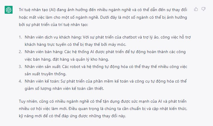 ChatGPT nói 4 nghề này sẽ mất việc vì AI - Ảnh 1.