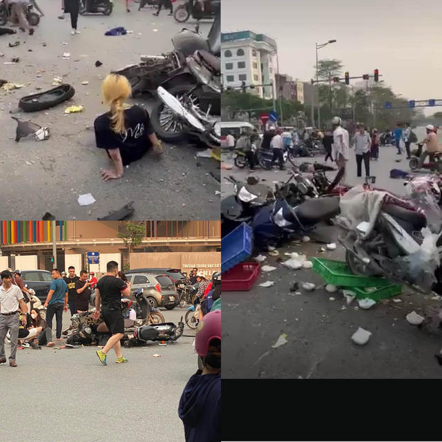 Hà Nội: Xe điên tông liên hoàn 12 xe máy, 14 người bị thương - Ảnh 1.