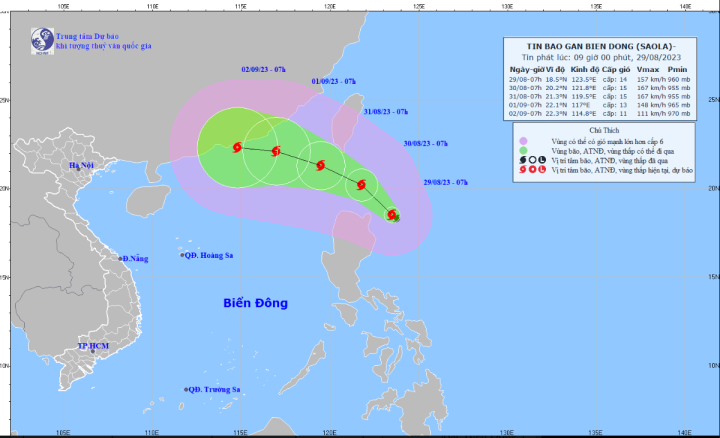 Tin bão mới nhất 29/8: Bão Saola rất mạnh, đang ở gần Biển Đông - Ảnh 1.