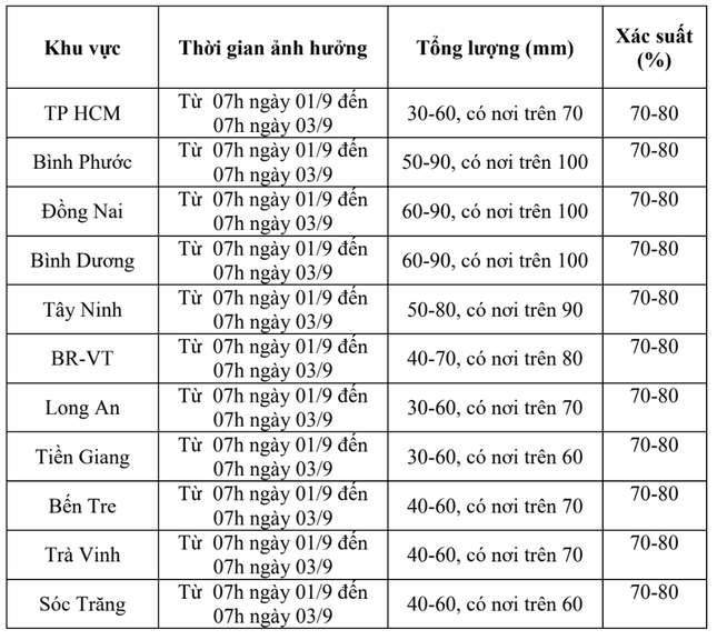 Nam Bộ đón mưa lớn diện rộng trong kỳ nghỉ lễ - Ảnh 1.