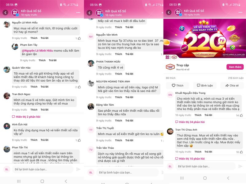 Bộ Tài chính “tuýt còi”, ví điện tử Momo tạm dừng dịch vụ mua hộ vé số trong khi khách hàng ra sức &quot;phàn nàn&quot; ngay trên nền tảng - Ảnh 3.