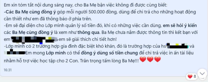 Lan truyền bảng thu chi của cha mẹ học sinh 1 lớp "giàu" ở TP.HCM: Hội phụ huynh đọc xong chỉ biết ao ước- Ảnh 1.