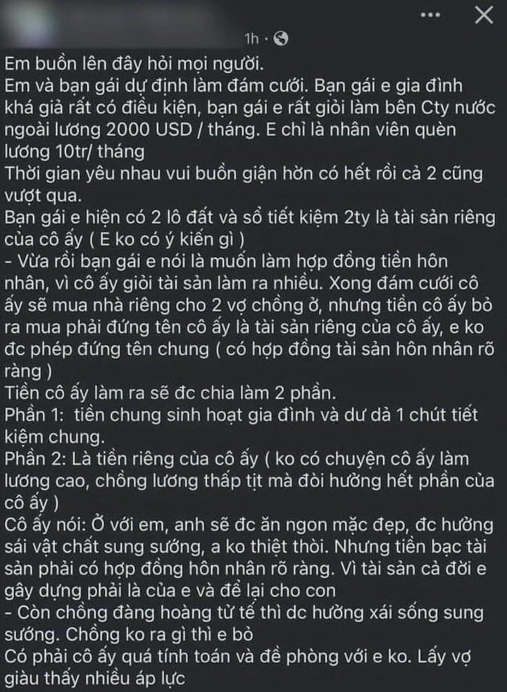 Bạn gái có tiền tỷ và 2 lô đất nhưng bắt ký hợp đồng tài sản mới chịu cưới- Ảnh 1.