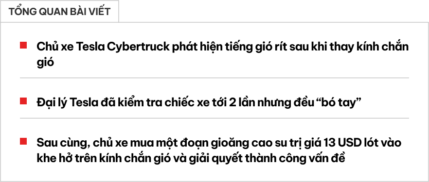 Đại lý ‘bó tay’, chủ xe Tesla Cybertruck tự sửa lỗi gió rít trên kính chắn gió chỉ với một món đồ đơn giản trị giá 330 nghìn đồng- Ảnh 1.