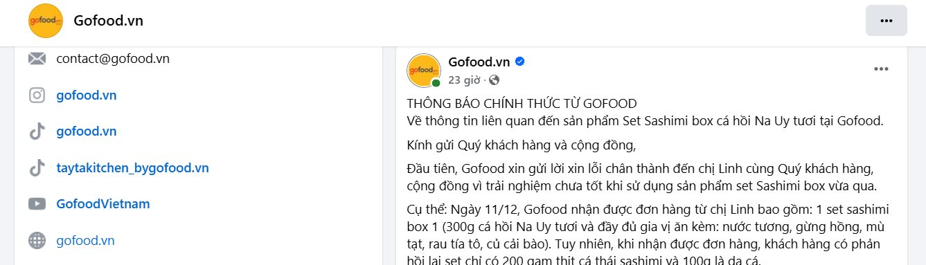 Chuỗi cửa hàng GoFood lên tiếng chuyện cô gái mua 3 lạng sashimi nhận về 2 lạng cá và 1 lạng da- Ảnh 2.