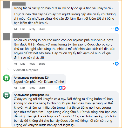 Lương 8 triệu, tiết kiệm được 2 triệu, chàng trai 29 tuổi vẫn bị chỉ trích vì 1 câu hỏi- Ảnh 3. Lương 8 triệu, tiết kiệm được 2 triệu, chàng trai 29 tuổi vẫn bị chỉ trích vì 1 câu hỏi- Ảnh 3.