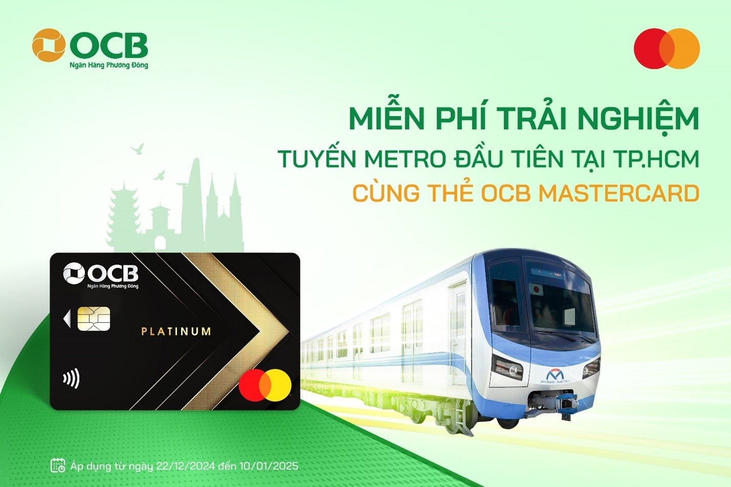 Trải nghiệm miễn phí tuyến Metro đầu tiên tại TP.Hồ Chí Minh với thẻ OCB Mastercard- Ảnh 1.