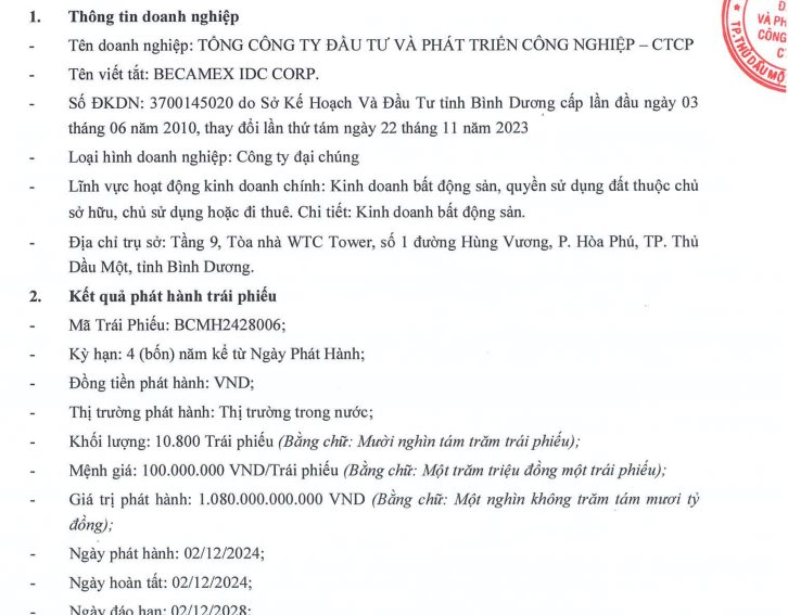 Becamex (BCM) vừa có thêm 1.080 tỷ đồng trái phiếu, lãi suất 10,7%/năm- Ảnh 2.