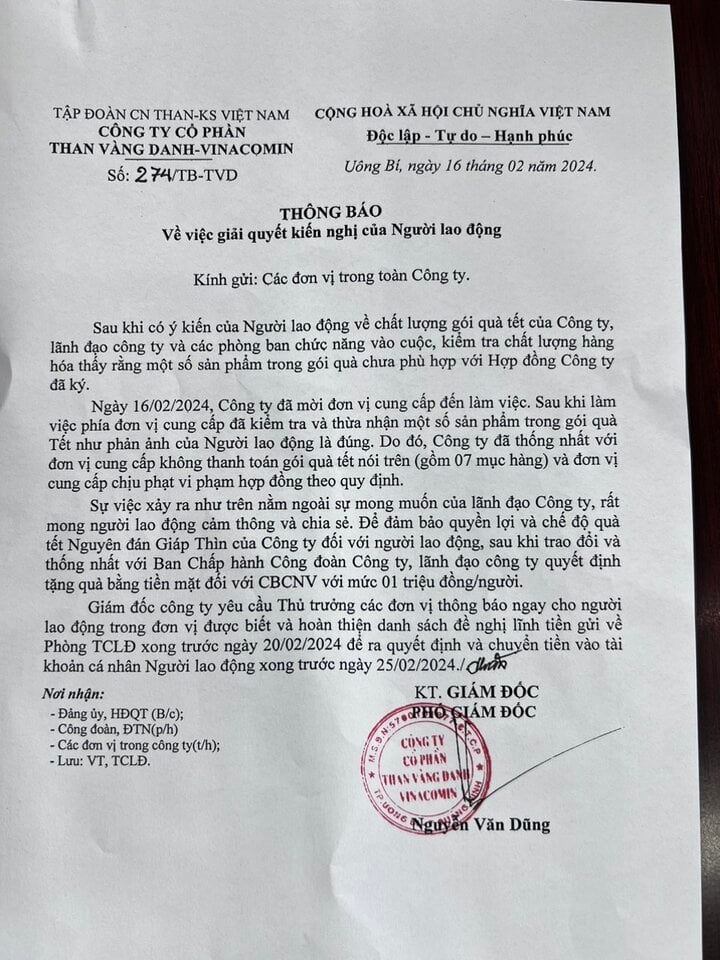 Vụ tặng quà Tết hết hạn sử dụng: Công nhân được ‘bồi thường’ 1 triệu đồng/người - Ảnh 1. Vụ tặng quà Tết hết hạn sử dụng: Công nhân được ‘bồi thường’ 1 triệu đồng/người - Ảnh 1.
