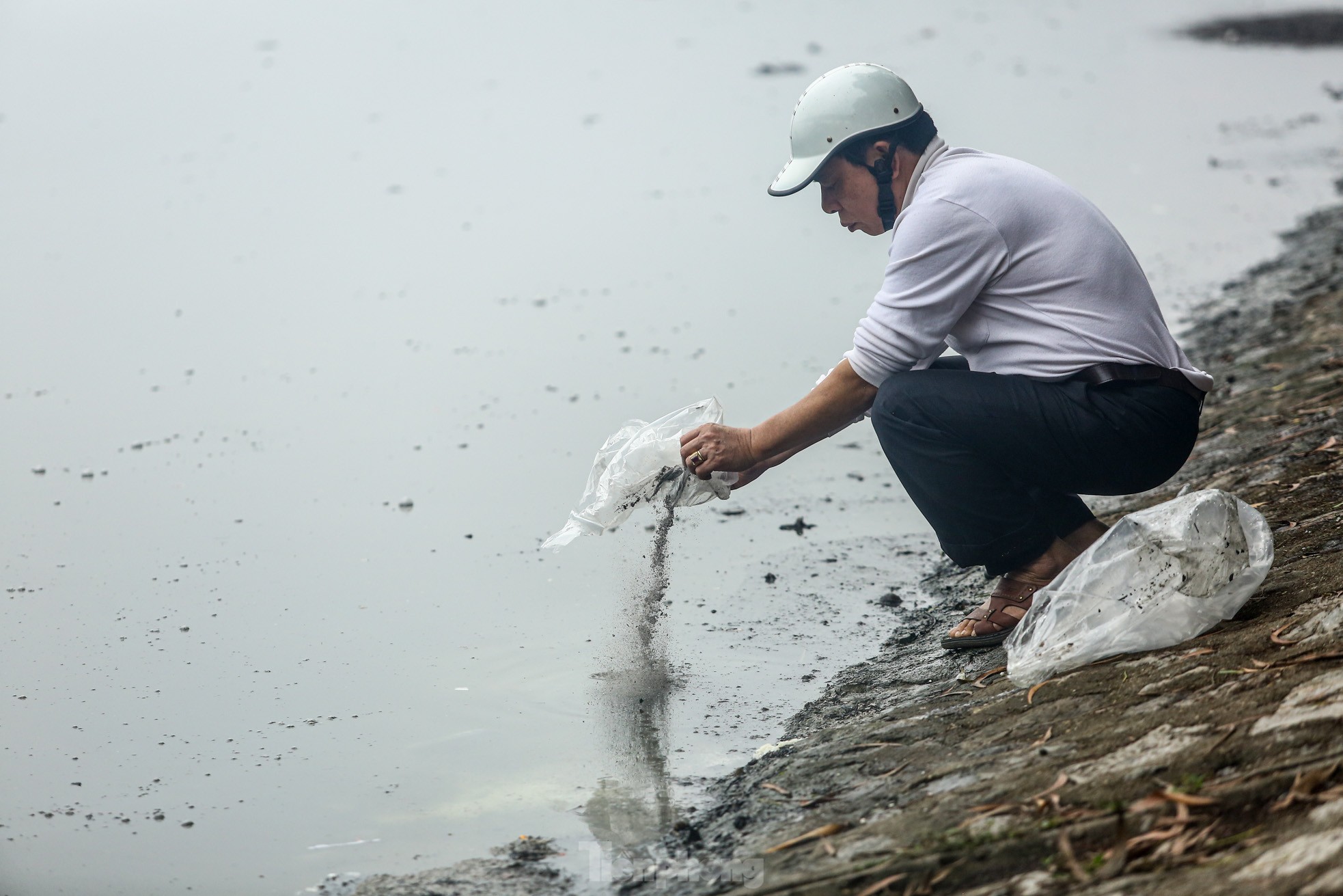 Người thả cá kẻ thả tro hương, mặt nước hồ ‘biến dị’ trong ngày ông Công ông Táo - Ảnh 4.