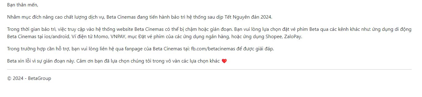 Website của Beta Cinemas không thể truy cập sau khi công bố chiếu phi lợi nhuận phim 'Đào, Phở và Piano' - Ảnh 2. Website của Beta Cinemas không thể truy cập sau khi công bố chiếu phi lợi nhuận phim 'Đào, Phở và Piano' - Ảnh 2.