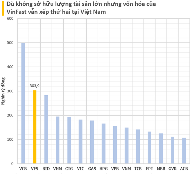 Tổng tài sản của VinFast dù nhỏ hơn Vingroup, Vinhomes, Hoà Phát, Masan… nhưng giá trị vốn hóa vượt trội, chỉ kém Vietcombank - Ảnh 2.