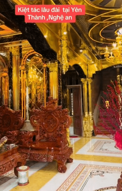 Hoa mắt với lâu đài dát vàng của "đại gia đồng nát" ở Nghệ An, đến toilet cũng phủ vàng bóng loáng- Ảnh 8.