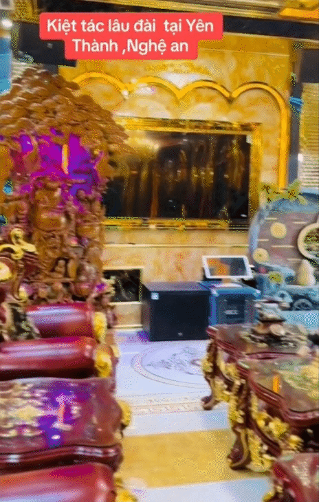 Hoa mắt với lâu đài dát vàng của "đại gia đồng nát" ở Nghệ An, đến toilet cũng phủ vàng bóng loáng- Ảnh 10.