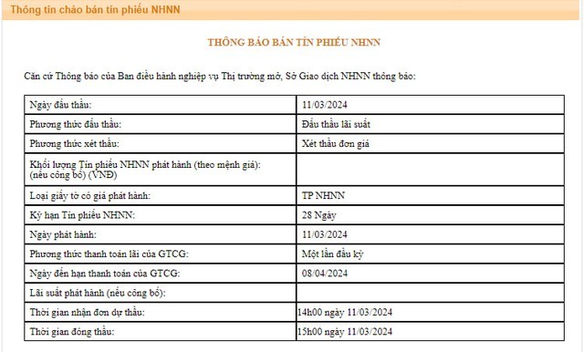 NHNN chào bán tín phiếu trở lại sau 4 tháng tạm ngưng - Ảnh 1.