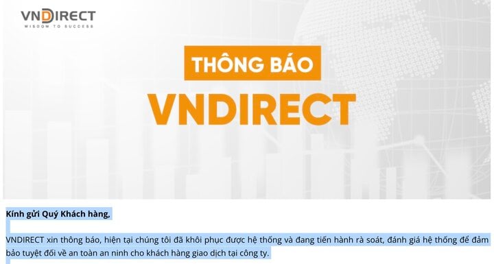 VNDirect đã khôi phục hệ thống, khách hàng có thể tra số dư tài khoản - Ảnh 1.