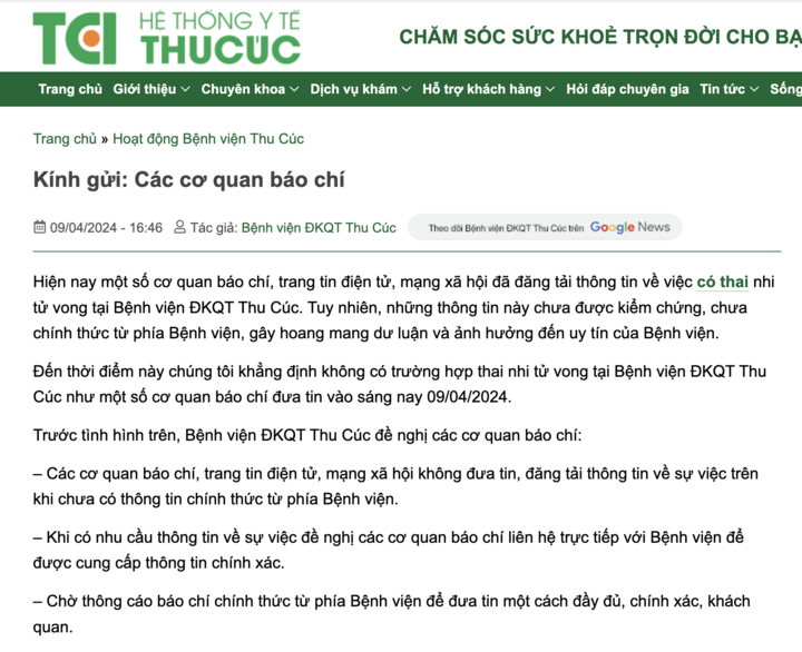 Bệnh viện Thu Cúc nói không có thai nhi tử vong, người nhà sản phụ lên tiếng - Ảnh 1. Bệnh viện Thu Cúc nói không có thai nhi tử vong, người nhà sản phụ lên tiếng - Ảnh 1.
