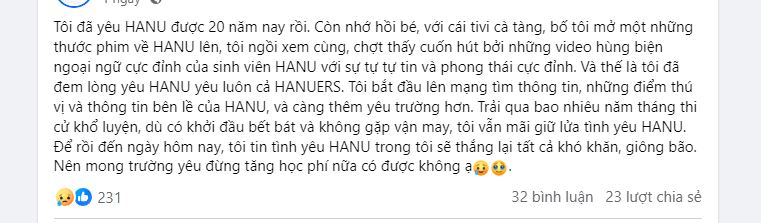 Ngay lúc này: Nhiều sinh viên Đại học Hà Nội muốn nghỉ học, thấy &quot;áp lực kinh khủng&quot; vì trường tăng 10% học phí- Ảnh 1.