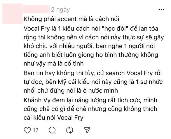 Bị chê cách phát âm tiếng Anh kiểu học đòi, giọng kịch hóa nghe rất khó chịu, Khánh Vy phản ứng ra sao? - Ảnh 3.