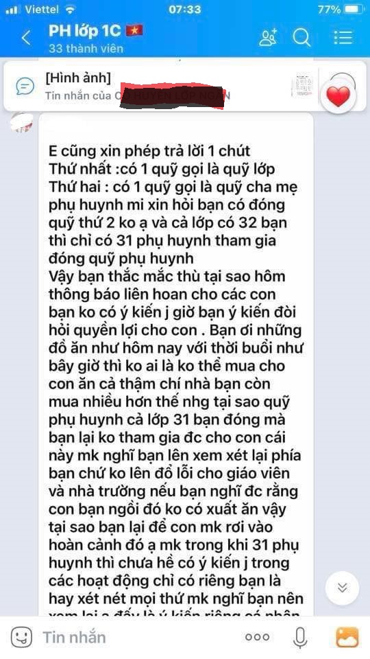 Vụ việc gây tranh cãi nhất lúc này: Mẹ kiên quyết không đóng 100 nghìn quỹ cho con, lớp 32 em học sinh, 31 em ăn liên hoan- Ảnh 2.