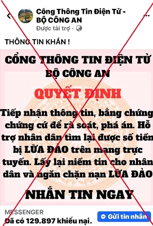 Giả mạo Cổng thông tin điện tử Bộ Công an để thu hồi tiền lừa đảo- Ảnh 1.