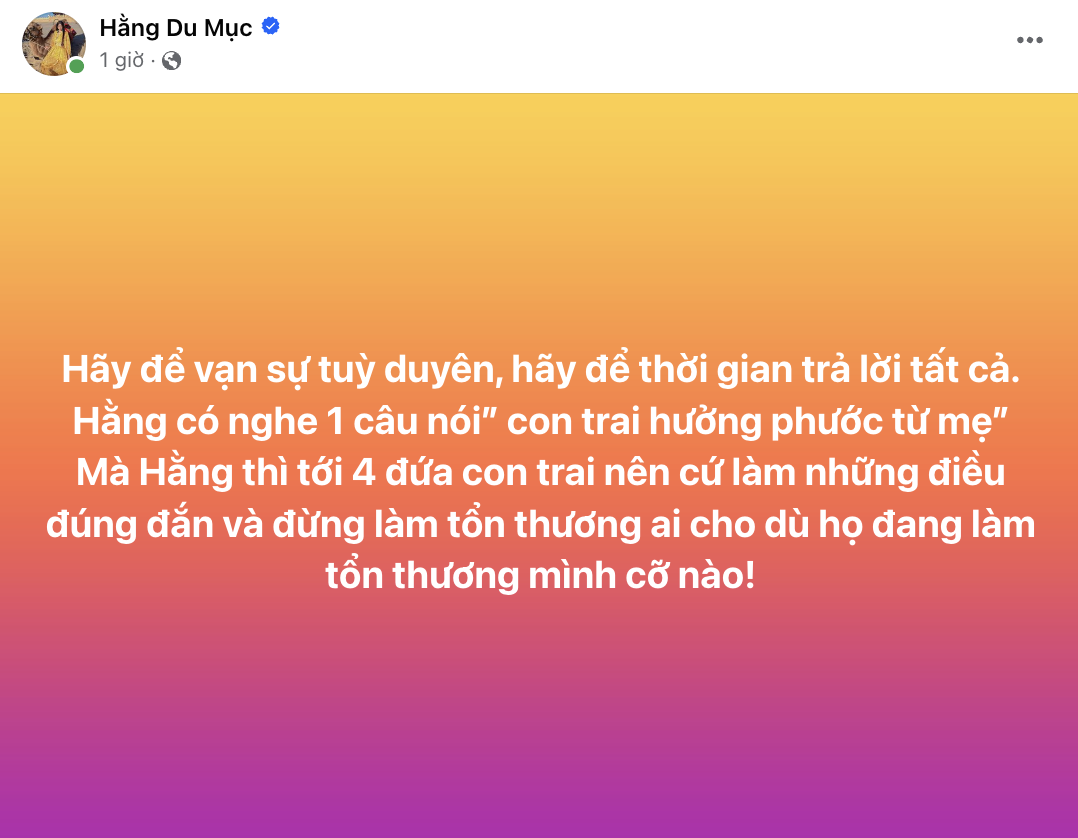 Hằng Du Mục lên tiếng giữa tin chồng đòi ly hôn: "Đừng làm tổn thương ai, dù họ làm tổn thương mình cỡ nào"- Ảnh 1.