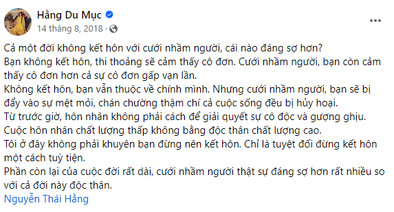 Quan điểm hôn nhân của Hằng Du Mục bất ngờ bị đào khi bị chồng tác động vật lý: Trải qua rồi mới biết mình chọn sai người!- Ảnh 1.